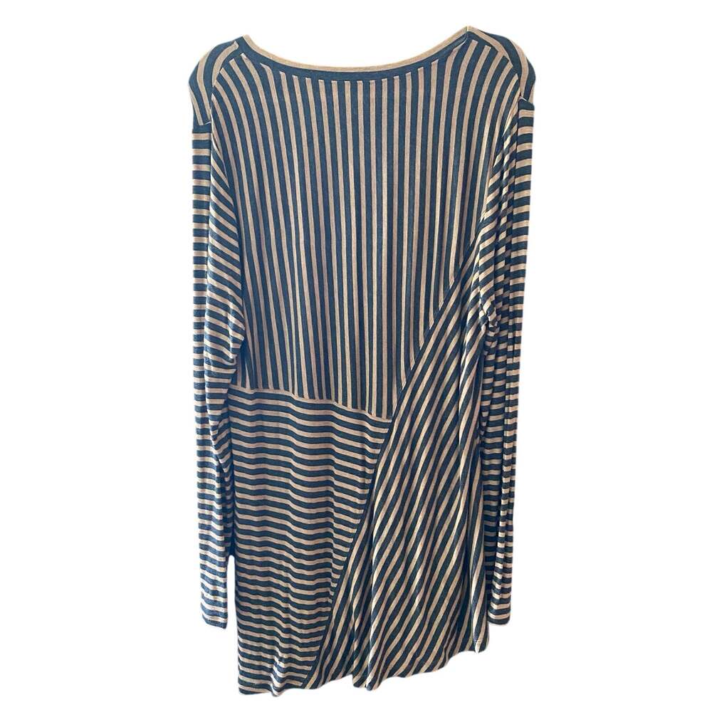 Cabi Striped Slant Tunic Tee Style 3629 Black Brown Womens Size Large - Picture 3 of 7